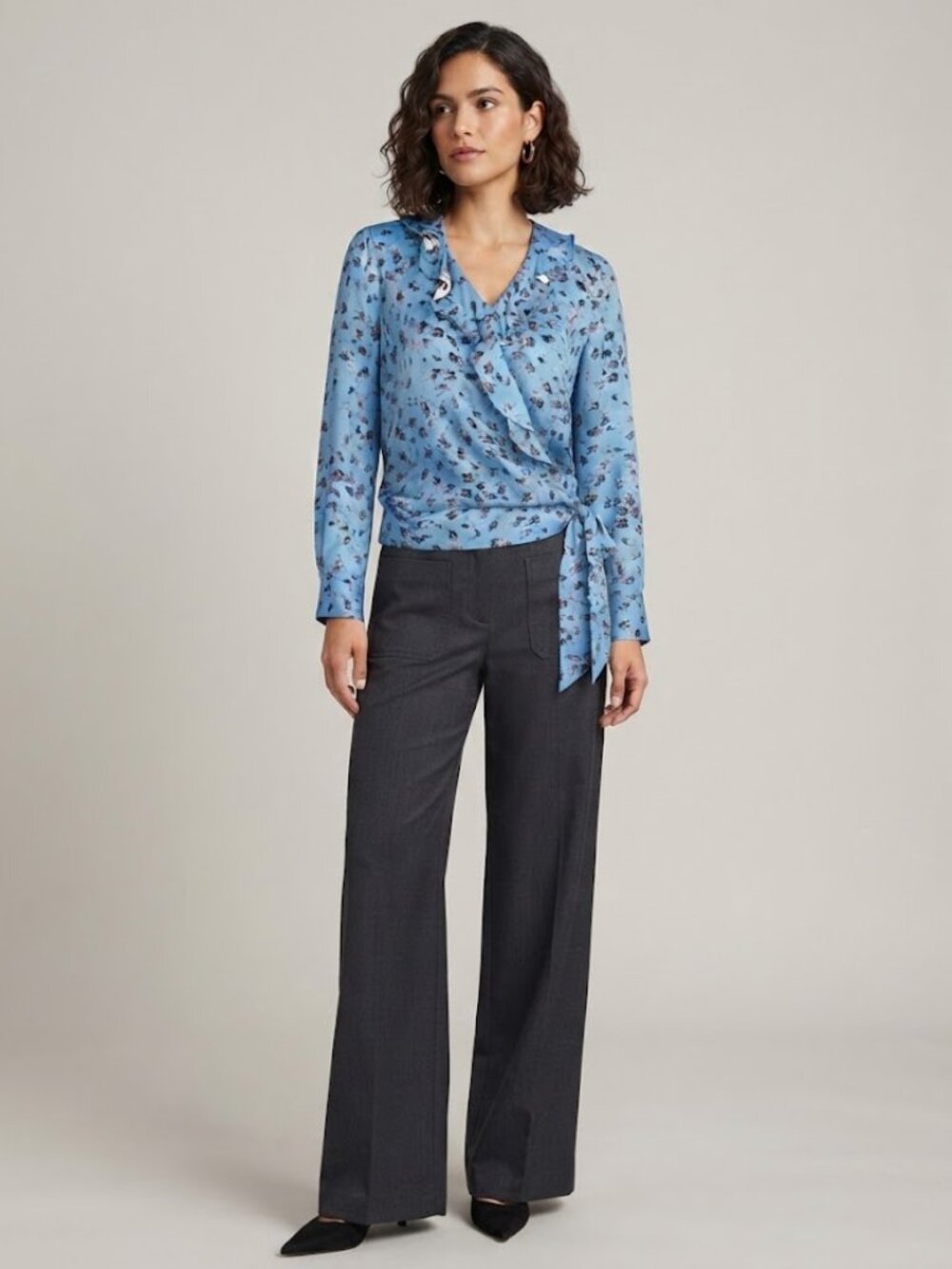 Parker Silk-Blend Wrap-Front Floral Print Blouse Size S NWT